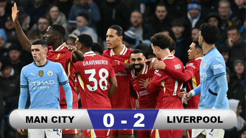 Kết quả Man City 0-2 Liverpool: The Kop bỏ xa Arsenal 11 điểm