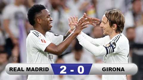 Kết quả Real Madrid 2-0 Girona: Los Blancos cân bằng điểm số với Barca