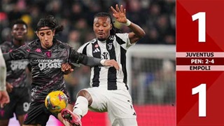 VIDEO bàn thắng Juventus vs Empoli: 1-1, pen 2-4 (Tứ kết Coppa Italia 2024/25)