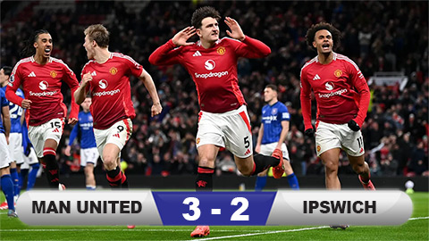 Kết quả MU 3-2 Ipswich: Quỷ đỏ thắng trận thứ 5 ở Premier League thời Amorim