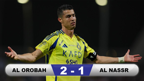 Kết quả Al Orobah 2-1 Al Nassr: Ngày vô duyên của Ronaldo