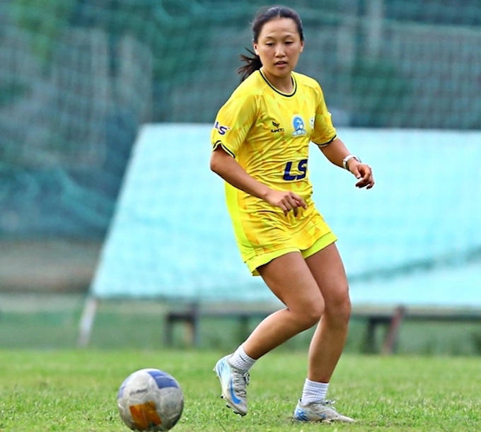 Cầu thủ Ashley Trâm Anh trong một buổi tập. Ảnh: Quang Thịnh 