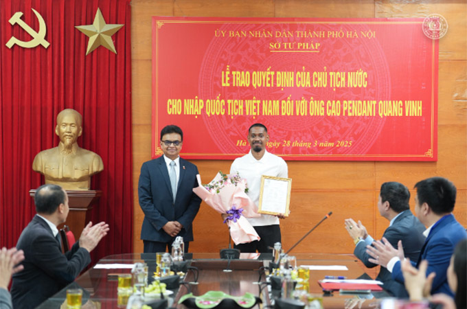 Cao Pendant Quang Vinh chính thức có quốc tịch Việt Nam 