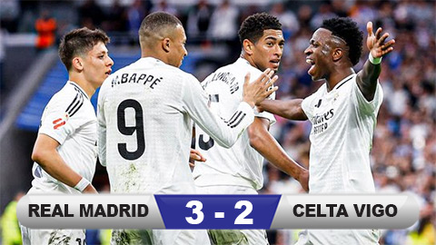 Kết quả Real Madrid 3-2 Celta Vigo: Show diễn của Mbappe và Guler