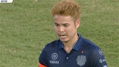 Trực tiếp chung kết Công an Hà Nội 2-1 Buriram: Theerathon chịu thẻ vàng khi chơi xấu Quang Hải 
