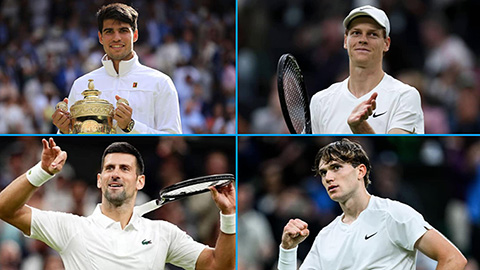 Sinner và Djokovic chung nhánh Wimbledon 2025, Alcaraz gặp Fognini ở vòng 1