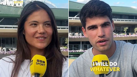 Đang thi đấu ở Wimbledon, Alcaraz vẫn buông lời tán tỉnh Emma Raducanu