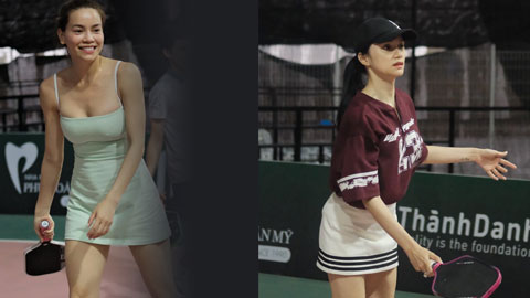 Hồ Ngọc Hà đọ sắc với Hương Giang trên sân pickleball, gây tranh cãi vì váy 'như đồ ngủ'