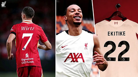 Liverpool xác nhận số áo mùa 2025/26: Wirtz khoác áo số 7, Ekitike mang số 22