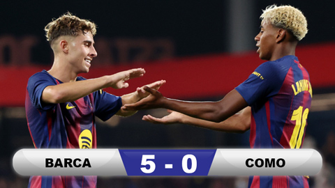 Kết quả Barca 5-0 Como: Đăng quang trên sân nhà