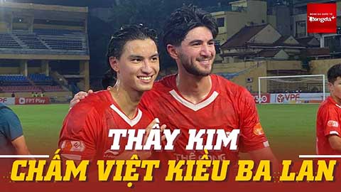 HLV Kim Sang Sik gật gù chứng kiến sao Việt Kiều Damian An ghi bàn trong trận ra mắt Thể Công