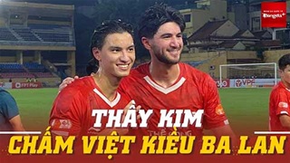 HLV Kim Sang Sik gật gù chứng kiến sao Việt Kiều Damian An ghi bàn trong trận ra mắt Thể Công