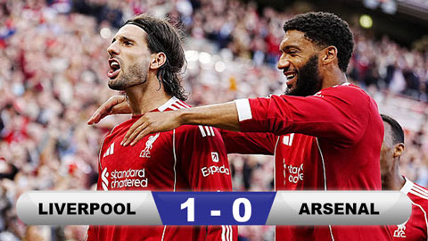Kết quả Liverpool 1-0 Arsenal: Pháo thủ đứt mạch thắng, The Reds vững ngôi đầu