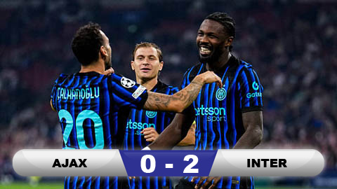 Kết quả Ajax 0-2 Inter: Marcus Thuram oanh tạc