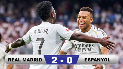 Kết quả Real 2-0 Espanyol: Los Blancos tiếp tục mạch thắng dưới thời Alonso