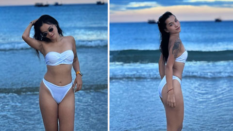 Nữ runner Vy Phan 'đốt mắt' fan với bikini trên bãi biển