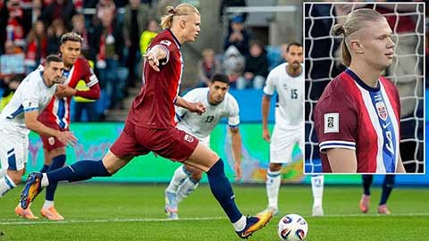 VIDEO Erling Haaland đá hỏng 2 quả penalty liên tiếp trước Israel
