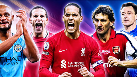 Top 5 trung vệ vĩ đại nhất lịch sử Premier League: Van Dijk còn thua 'đá tảng' của MU