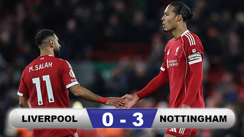 Kết quả Liverpool 0-3 Nottingham: Tan nát Anfield
