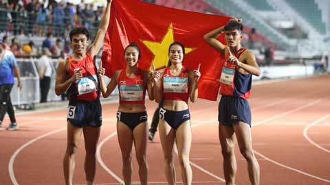 VĐV Việt Nam bứt tốc xé gió, bỏ xa Thái Lan gần 5m, giành HCV 4x400m hỗn hợp