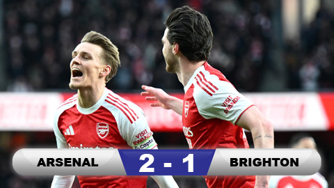 Kết quả Arsenal 2-1 Brighton: 3 điểm cho Pháo thủ