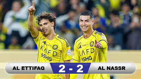 Kết quả Al Ettifaq 2-2 Al Nassr: Al Nassr kết thúc năm 2025 với ngôi đầu bảng