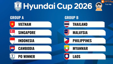 ĐT Việt Nam nằm cùng bảng đấu với 'địch thủ' Indonesia tại AFF Cup 2026