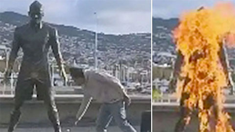 Cảnh sát truy tìm thủ phạm phóng hỏa tượng Cristiano Ronaldo