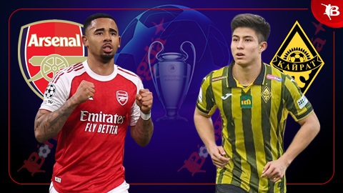Nhận định bóng đá Arsenal vs Kairat Almaty, 03h00 ngày 29/1: Trút giận lên tí hon!