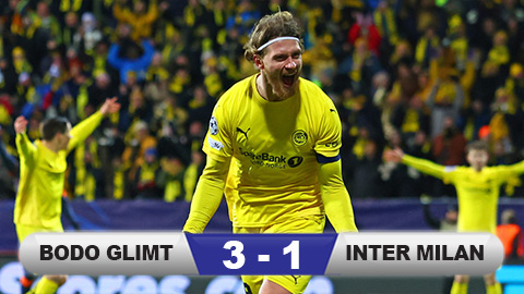 Kết quả Bodo Glimt 3-1 Inter Milan: Nguy cho Nerazzurri