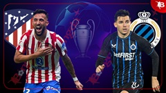 Nhận định bóng đá Atletico vs Club Brugge, 00h45 ngày 25/2: Atletico sẽ thắng chênh 1 bàn!