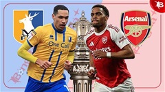 Trực tiếp Mansfield Town vs Arsenal, 19h15 ngày 7/3