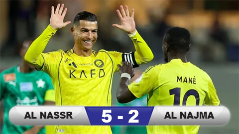 Kết quả Al Nassr 5-2 Al Najma: Ronaldo lập cú đúp