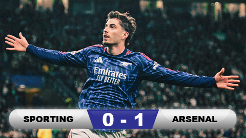 Kết quả Sporting Lisbon 0-1 Arsenal: Chiến thắng ở phút bù giờ