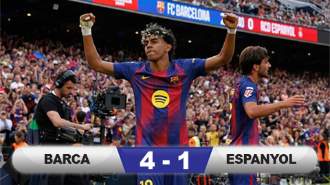 Kết quả Barca 4-1 Espanyol: Tiến sát ngôi vương