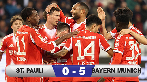 Kết quả St. Pauli 0-5 Bayern Munich: Cách chức vô địch 1 trận thắng