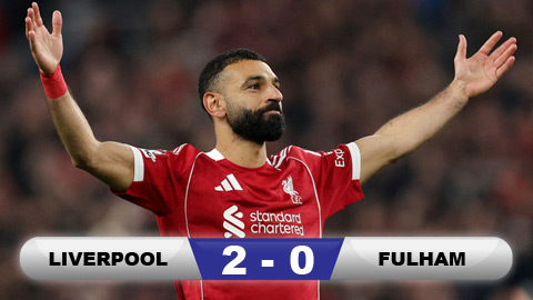 Kết quả Liverpool 2-0 Fulham: Liverpool bám sát Aston Villa và MU