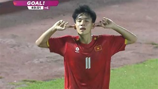 Văn Dương tung cú sút chân trái xé lưới (Trực tiếp: U17 Việt Nam 2-0 U17 Malaysia)