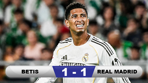 Kết quả Betis 1-1 Real Madrid: Thất vọng Real Madrid