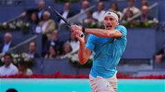Alexander Zverev lần thứ 9 liên tiếp vào vòng bốn Madrid Open