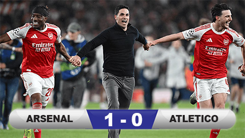 Kết quả Arsenal 1-0 Atletico Madrid (tổng tỷ số 2-1): Người hùng Saka