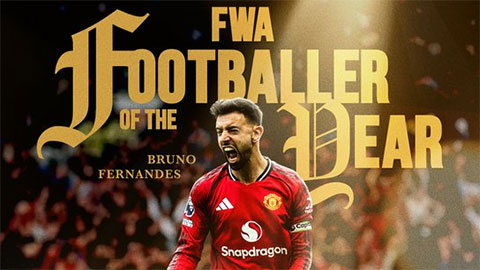 Bruno Fernandes giành giải Cầu thủ hay nhất năm của FWA