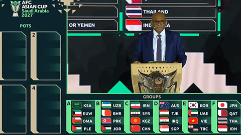 VIDEO kết quả bốc thăm VCK Asian Cup 2027: Việt Nam đối đầu với Hàn Quốc