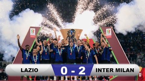 Kết quả Lazio 0-2 Inter Milan: Nerazzurri lần thứ 10 vô địch Coppa Italia