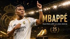 Kylian Mbappe chính thức giành Vua phá lưới La Liga 2025/26