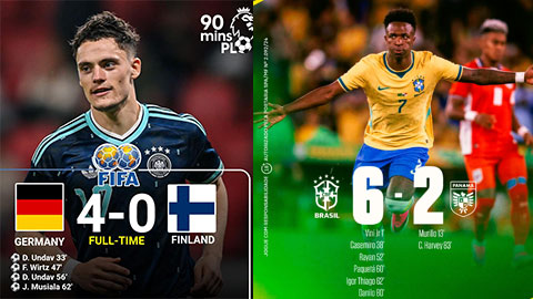 Điểm tin bóng đá sáng 1/6: Đức và Brazil cùng thắng đậm