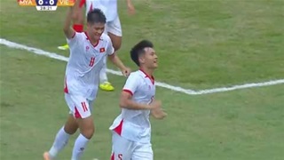 Tấn Dũng đánh đầu nối ghi bàn mở tỷ số: (Trực tiếp U19 Việt Nam 1-0 U19 Myanmar)