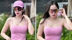 'Nữ thần chạy bộ' Loan Barbie gây sốt khi khoe body với đồ tập màu tím
