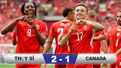 Kết quả Thụy Sĩ 2-1 Canada: Thụy Sĩ đi tiếp với ngôi đầu bảng B