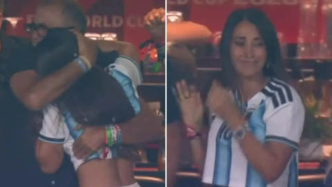 Vợ Messi bật khóc trên khán đài khi Argentina đánh bại Anh